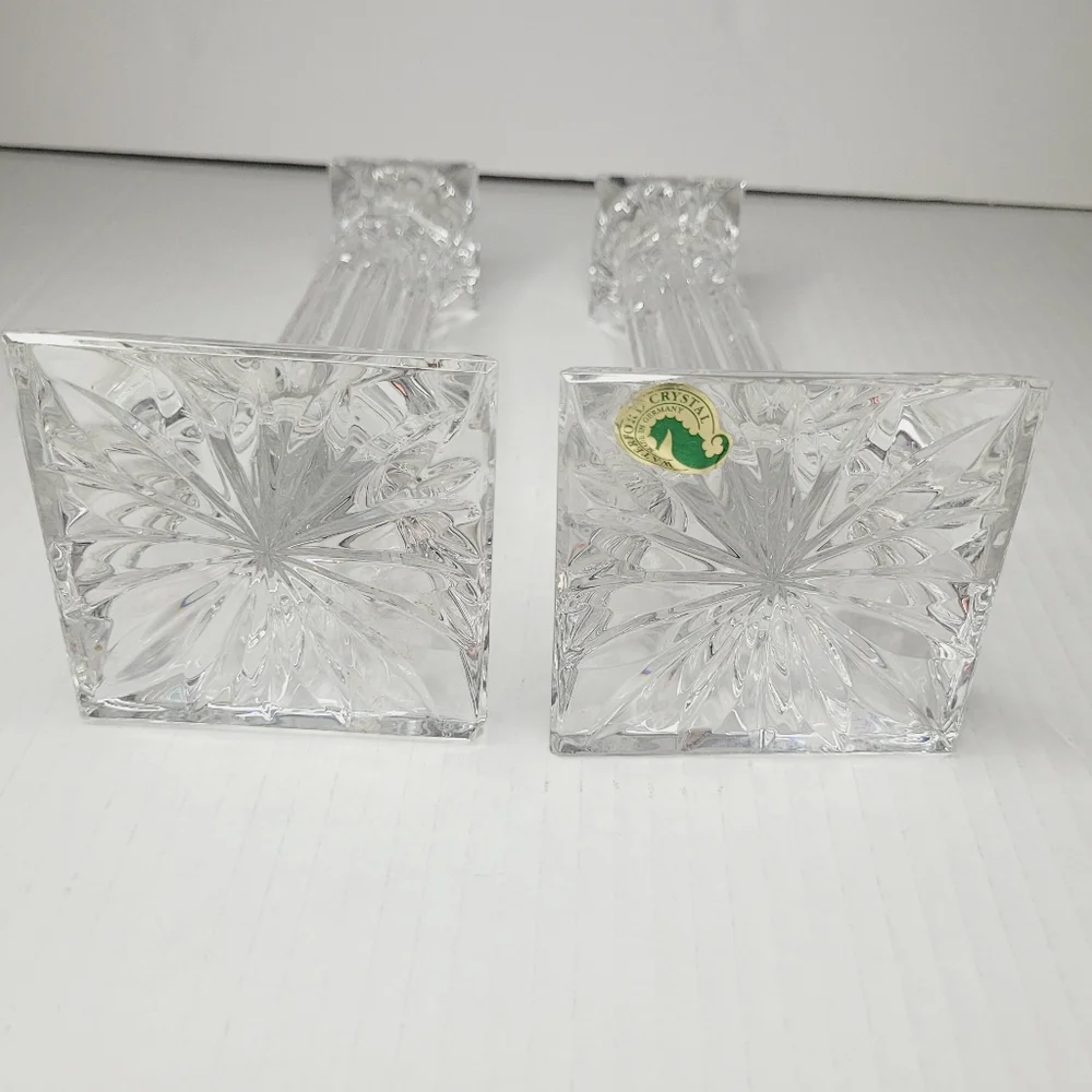 Set Of 2 Waterford Lismore Crystal 6” Column Candlesticks Made In Germany FLAW! - Picture 4 of 10